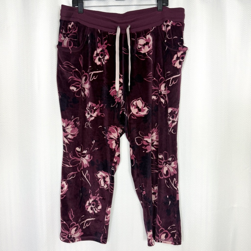 LuLaRoe Cozy Crystal Velour Kick-Flare Crop Lounge Pant Size 2X - Picture 2 of 7